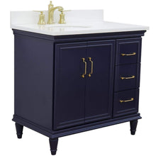 Load image into Gallery viewer, Bellaterra Home Vanity BellaTerra Home 37&quot; Single vanity in Blue finish with White quartz and oval sink- Left door/Left sink 400800-37L-BU-WEOL