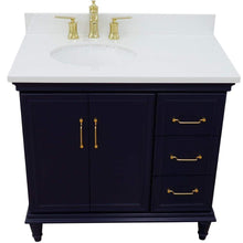 Load image into Gallery viewer, Bellaterra Home Vanity BellaTerra Home 37&quot; Single vanity in Blue finish with White quartz and oval sink- Left door/Left sink 400800-37L-BU-WEOL