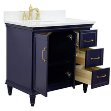 Load image into Gallery viewer, Bellaterra Home Vanity BellaTerra Home 37&quot; Single vanity in Blue finish with White quartz and oval sink- Left door/Left sink 400800-37L-BU-WEOL