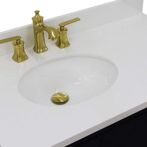 Bellaterra Home Vanity BellaTerra Home 37" Single vanity in Blue finish with White quartz and oval sink- Left door/Left sink 400800-37L-BU-WEOL