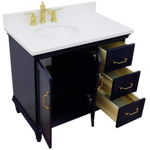 Load image into Gallery viewer, Bellaterra Home Vanity BellaTerra Home 37&quot; Single vanity in Blue finish with White quartz and oval sink- Left door/Left sink 400800-37L-BU-WEOL