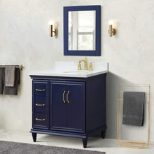 Load image into Gallery viewer, Bellaterra Home Vanity BellaTerra Home 37&quot; Single vanity in Blue finish with White quartz and oval sink- Right door/Right sink 400800-37R-BU-WEOR