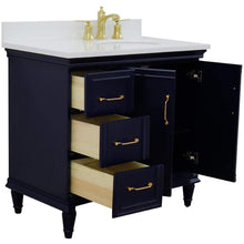 Load image into Gallery viewer, Bellaterra Home Vanity BellaTerra Home 37&quot; Single vanity in Blue finish with White quartz and oval sink- Right door/Right sink 400800-37R-BU-WEOR