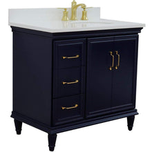 Load image into Gallery viewer, Bellaterra Home Vanity BellaTerra Home 37&quot; Single vanity in Blue finish with White quartz and oval sink- Right door/Right sink 400800-37R-BU-WEOR