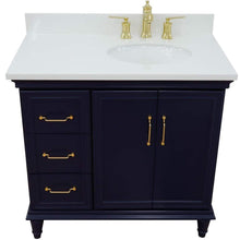 Load image into Gallery viewer, Bellaterra Home Vanity BellaTerra Home 37&quot; Single vanity in Blue finish with White quartz and oval sink- Right door/Right sink 400800-37R-BU-WEOR
