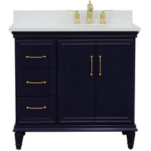 Load image into Gallery viewer, Bellaterra Home Vanity BellaTerra Home 37&quot; Single vanity in Blue finish with White quartz and oval sink- Right door/Right sink 400800-37R-BU-WEOR