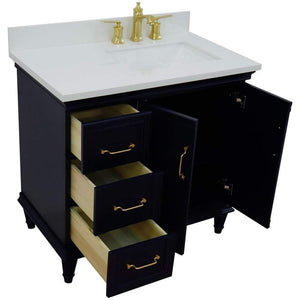 Bellaterra Home Vanity BellaTerra Home 37" Single vanity in Blue finish with White quartz and rectangle sink- Right door/Right sink 400800-37R-BU-WERR