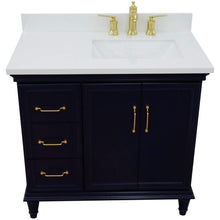 Load image into Gallery viewer, Bellaterra Home Vanity BellaTerra Home 37&quot; Single vanity in Blue finish with White quartz and rectangle sink- Right door/Right sink 400800-37R-BU-WERR
