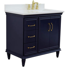 Load image into Gallery viewer, Bellaterra Home Vanity BellaTerra Home 37&quot; Single vanity in Blue finish with White quartz and rectangle sink- Right door/Right sink 400800-37R-BU-WERR