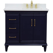 Load image into Gallery viewer, Bellaterra Home Vanity BellaTerra Home 37&quot; Single vanity in Blue finish with White quartz and rectangle sink- Right door/Right sink 400800-37R-BU-WERR