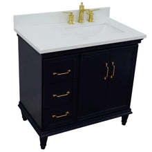 Load image into Gallery viewer, Bellaterra Home Vanity BellaTerra Home 37&quot; Single vanity in Blue finish with White quartz and rectangle sink- Right door/Right sink 400800-37R-BU-WERR