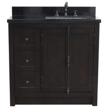 Load image into Gallery viewer, Bellaterra Home Vanity BellaTerra Home 37&quot; Single vanity in Brown Ash finish with Black galaxy top and rectangle sink - Right doors/Right sink 400100-37R-BA-BGR