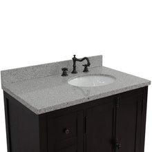 Load image into Gallery viewer, Bellaterra Home Vanity BellaTerra Home 37&quot; Single vanity in Brown Ash finish with Gray granite top and oval sink - Right doors/Right sink 400100-37R-BA-GYO
