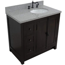 Load image into Gallery viewer, Bellaterra Home Vanity BellaTerra Home 37&quot; Single vanity in Brown Ash finish with Gray granite top and oval sink - Right doors/Right sink 400100-37R-BA-GYO