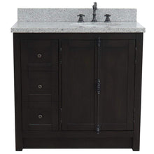 Load image into Gallery viewer, Bellaterra Home Vanity BellaTerra Home 37&quot; Single vanity in Brown Ash finish with Gray granite top and oval sink - Right doors/Right sink 400100-37R-BA-GYO