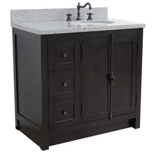 Load image into Gallery viewer, Bellaterra Home Vanity BellaTerra Home 37&quot; Single vanity in Brown Ash finish with Gray granite top and oval sink - Right doors/Right sink 400100-37R-BA-GYO