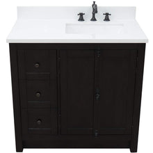 Load image into Gallery viewer, Bellaterra Home Vanity BellaTerra Home 37&quot; Single vanity in Brown Ash finish with White quartz top and rectangle sink - Right doors/Right sink 400100-37R-BA-WER
