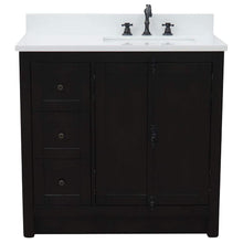 Load image into Gallery viewer, Bellaterra Home Vanity BellaTerra Home 37&quot; Single vanity in Brown Ash finish with White quartz top and rectangle sink - Right doors/Right sink 400100-37R-BA-WER