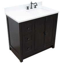 Load image into Gallery viewer, Bellaterra Home Vanity BellaTerra Home 37&quot; Single vanity in Brown Ash finish with White quartz top and rectangle sink - Right doors/Right sink 400100-37R-BA-WER