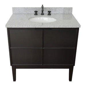 Bellaterra Home Vanity BellaTerra Home 37" Single vanity in Cappuccino finish with Gray granite top and Oval Sink 400503-CP-GYO