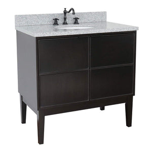Bellaterra Home Vanity BellaTerra Home 37" Single vanity in Cappuccino finish with Gray granite top and Oval Sink 400503-CP-GYO