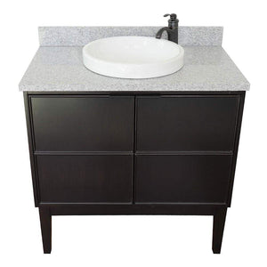 Bellaterra Home Vanity BellaTerra Home 37" Single vanity in Cappuccino finish with Gray granite top top and Round Sink 400503-CP-GYRD