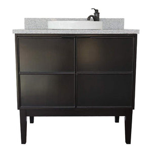Bellaterra Home Vanity BellaTerra Home 37" Single vanity in Cappuccino finish with Gray granite top top and Round Sink 400503-CP-GYRD