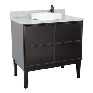 Bellaterra Home Vanity BellaTerra Home 37" Single vanity in Cappuccino finish with Gray granite top top and Round Sink 400503-CP-GYRD