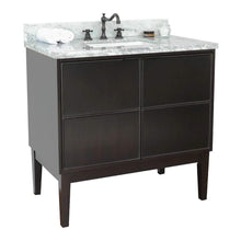 Load image into Gallery viewer, Bellaterra Home Vanity BellaTerra Home 37&quot; Single vanity in Cappuccino finish with White Carrara top and Rectangle Sink  400503-CP-WMR