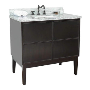 Bellaterra Home Vanity BellaTerra Home 37" Single vanity in Cappuccino finish with White Carrara top and Rectangle Sink  400503-CP-WMR