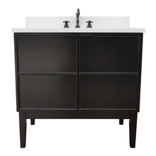 Load image into Gallery viewer, Bellaterra Home Vanity BellaTerra Home 37&quot; Single vanity in Cappuccino finish with White Quartz top and Oval Sink  400503-CP-WEO