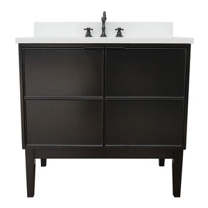 Bellaterra Home Vanity BellaTerra Home 37" Single vanity in Cappuccino finish with White Quartz top and Oval Sink  400503-CP-WEO