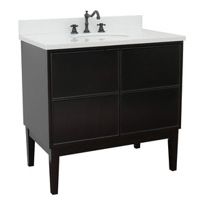 Bellaterra Home Vanity BellaTerra Home 37" Single vanity in Cappuccino finish with White Quartz top and Oval Sink  400503-CP-WEO