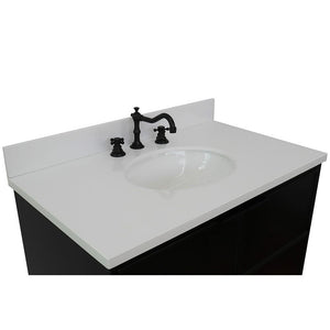 Bellaterra Home Vanity BellaTerra Home 37" Single vanity in Cappuccino finish with White Quartz top and Oval Sink  400503-CP-WEO