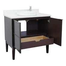 Load image into Gallery viewer, Bellaterra Home Vanity BellaTerra Home 37&quot; Single vanity in Cappuccino finish with White Quartz top and Round Sink 400503-CP-WERD
