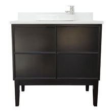 Load image into Gallery viewer, Bellaterra Home Vanity BellaTerra Home 37&quot; Single vanity in Cappuccino finish with White Quartz top and Round Sink 400503-CP-WERD