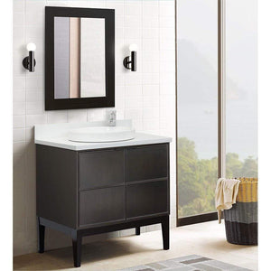 Bellaterra Home Vanity BellaTerra Home 37" Single vanity in Cappuccino finish with White Quartz top and Round Sink 400503-CP-WERD