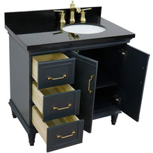 Load image into Gallery viewer, Bellaterra Home Vanity BellaTerra Home  37&quot; Single vanity in Dark Gray finish with Black galaxy and oval sink- Right door/Right sink 400800-37R-DG-BGOR