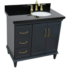 Load image into Gallery viewer, Bellaterra Home Vanity BellaTerra Home  37&quot; Single vanity in Dark Gray finish with Black galaxy and oval sink- Right door/Right sink 400800-37R-DG-BGOR