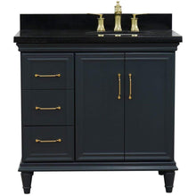 Load image into Gallery viewer, Bellaterra Home Vanity BellaTerra Home  37&quot; Single vanity in Dark Gray finish with Black galaxy and oval sink- Right door/Right sink 400800-37R-DG-BGOR