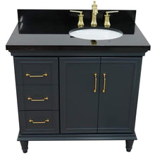 Load image into Gallery viewer, Bellaterra Home Vanity BellaTerra Home  37&quot; Single vanity in Dark Gray finish with Black galaxy and oval sink- Right door/Right sink 400800-37R-DG-BGOR
