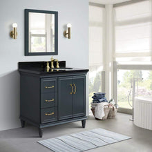 Load image into Gallery viewer, Bellaterra Home Vanity BellaTerra Home  37&quot; Single vanity in Dark Gray finish with Black galaxy and oval sink- Right door/Right sink 400800-37R-DG-BGOR