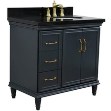 Load image into Gallery viewer, Bellaterra Home Vanity BellaTerra Home  37&quot; Single vanity in Dark Gray finish with Black galaxy and oval sink- Right door/Right sink 400800-37R-DG-BGOR