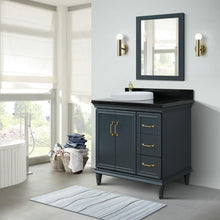Load image into Gallery viewer, Bellaterra Home Vanity BellaTerra Home 37&quot; Single vanity in Dark Gray finish with Black galaxy and round sink- Left door/Left sink 400800-37L-DG-BGRDL