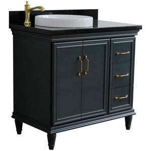 Bellaterra Home Vanity BellaTerra Home 37" Single vanity in Dark Gray finish with Black galaxy and round sink- Left door/Left sink 400800-37L-DG-BGRDL