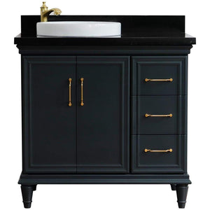 Bellaterra Home Vanity BellaTerra Home 37" Single vanity in Dark Gray finish with Black galaxy and round sink- Left door/Left sink 400800-37L-DG-BGRDL