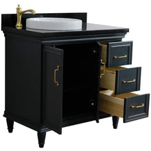 Load image into Gallery viewer, Bellaterra Home Vanity BellaTerra Home 37&quot; Single vanity in Dark Gray finish with Black galaxy and round sink- Left door/Left sink 400800-37L-DG-BGRDL