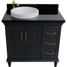 Load image into Gallery viewer, Bellaterra Home Vanity BellaTerra Home 37&quot; Single vanity in Dark Gray finish with Black galaxy and round sink- Left door/Left sink 400800-37L-DG-BGRDL
