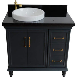 Bellaterra Home Vanity BellaTerra Home 37" Single vanity in Dark Gray finish with Black galaxy and round sink- Left door/Left sink 400800-37L-DG-BGRDL
