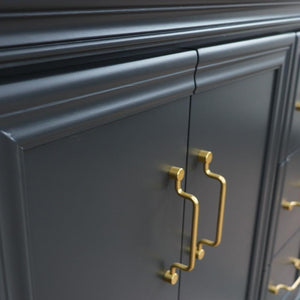 Bellaterra Home Vanity BellaTerra Home 37" Single vanity in Dark Gray finish with Black galaxy and round sink- Left door/Left sink 400800-37L-DG-BGRDL